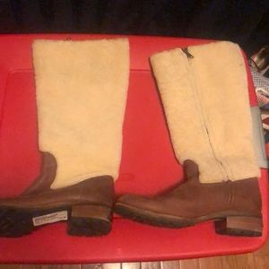 Ugg  Chrystie Brown Leather Tall Boots